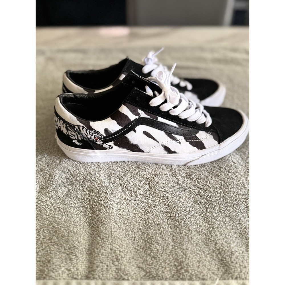 Vans Old Skool Custom Tiger Embroidery Camo Black White Sneakers Men's Size 9